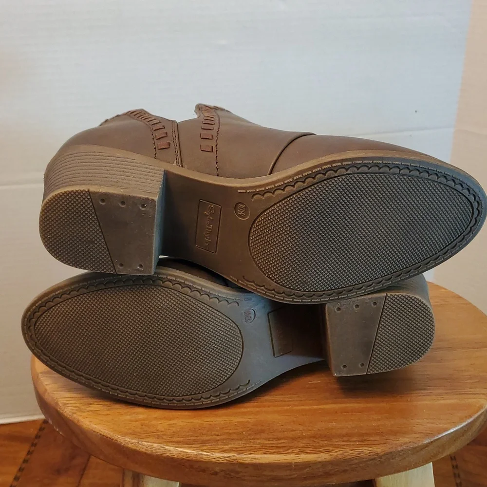 Sophia Taylor Brown Faux Leather Vegan Booties 